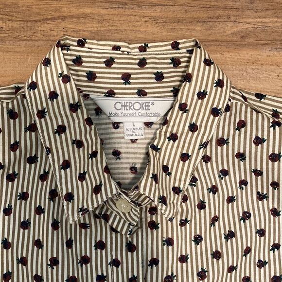 Vintage  80’s Cherokee Striped Floral Button front shirt - Picture 5 of 9